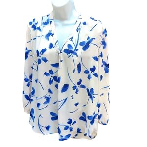 Adrienne Vittadini Women's Size L Floral Loose Tunic Top, Semi Sheer New w/ Tags